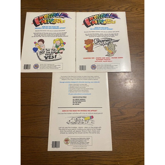 Vintage 1986 Creative Child Press Invisible Ink Activity Books Quiz Lot Of 3 NOS - Picture 2 of 12